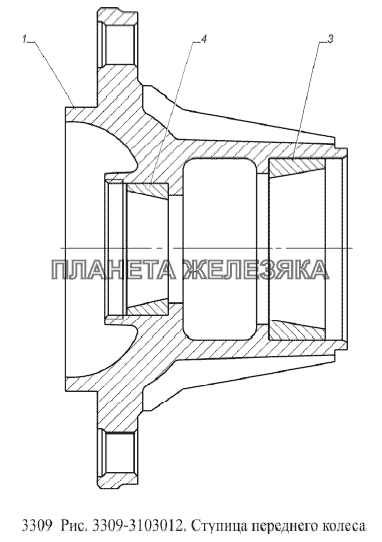 Ступица переднего колеса ГАЗ-3309 (Евро 2)